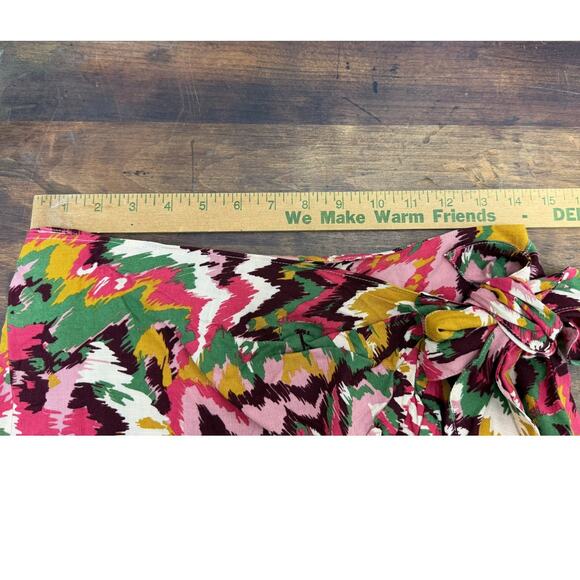 Zara Beaded Fringe Mini Tie Wrap Skirt Women's Size Small Abstract Multicolor - Picture 5 of 12